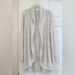 Talbots Speckled Knit Sweater Jacket Shawl Collar Open Front Gray Size M